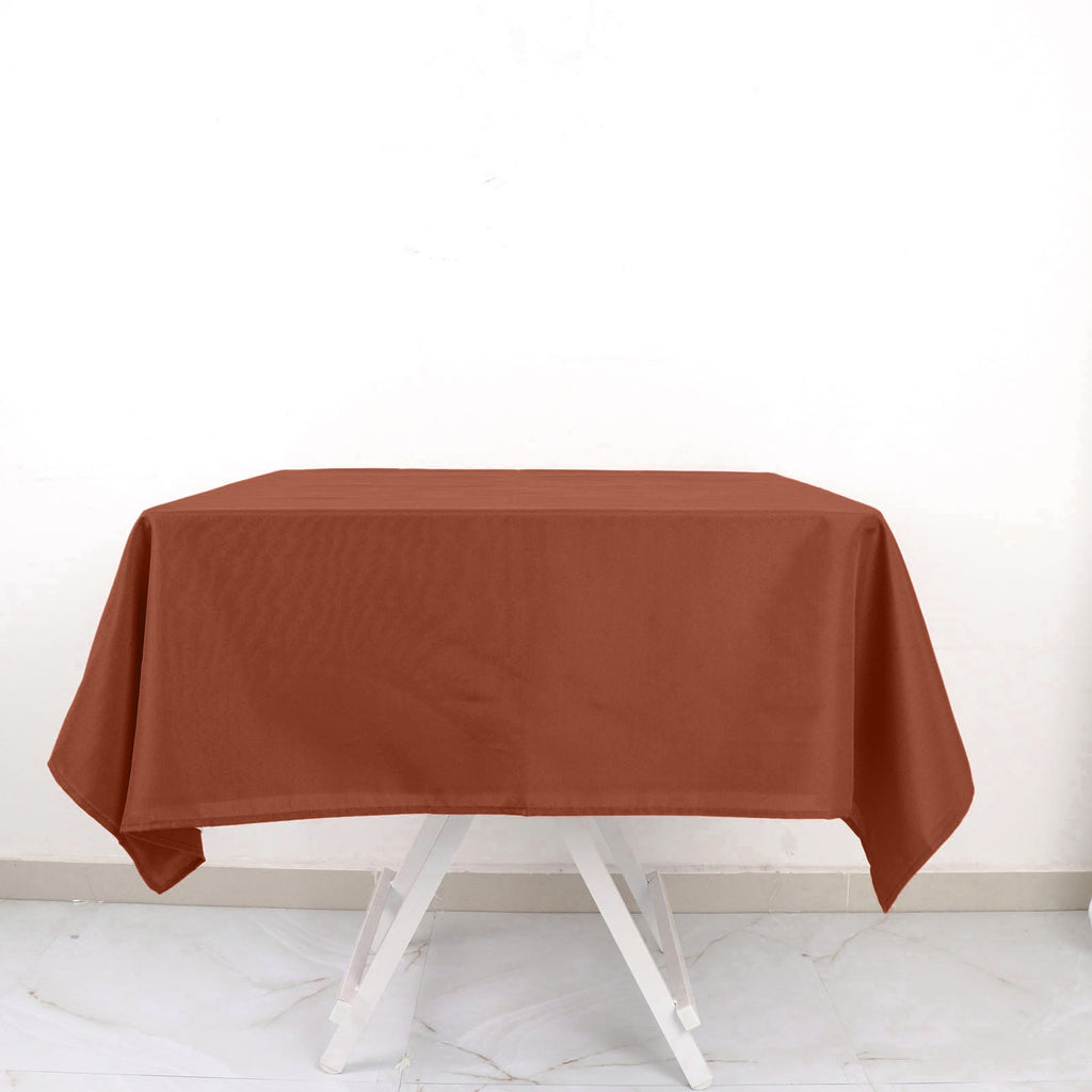 Polyester 54"x54" Table Overlay Square Tablecloth Terracotta (Rust) - Wrinkle - Resistant & Durable Table Cover - Bell Racket Store