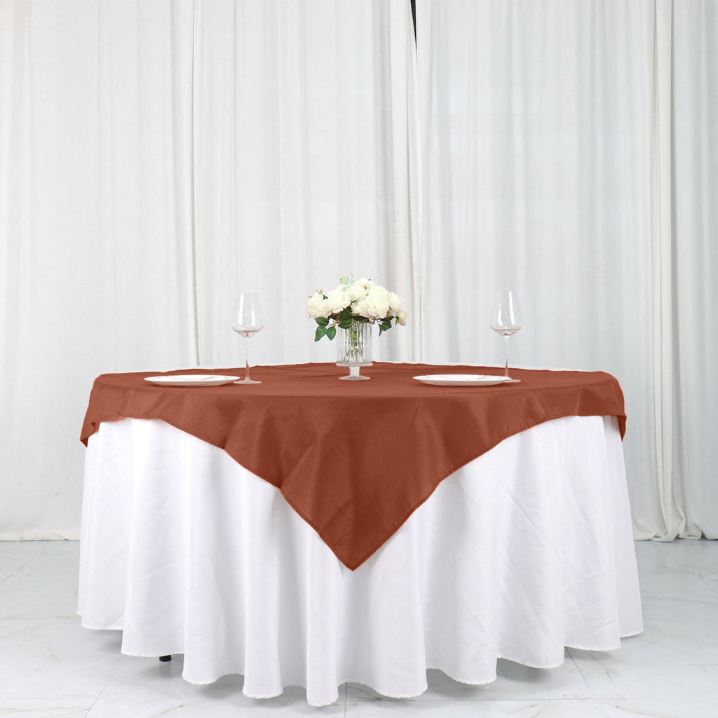 Polyester 54"x54" Table Overlay Square Tablecloth Terracotta (Rust) - Wrinkle - Resistant & Durable Table Cover - Bell Racket Store