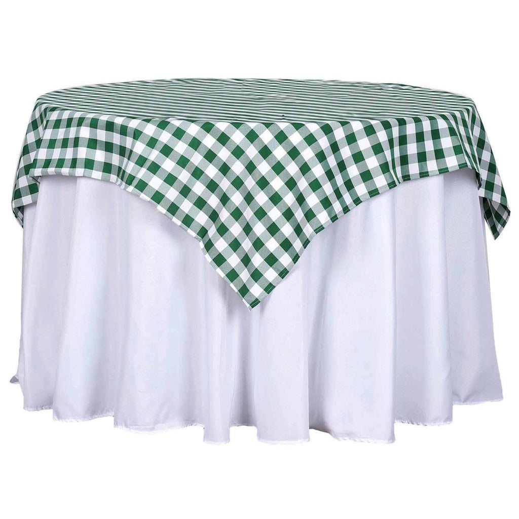 Polyester 54"x54" Table Overlay Square Tablecloth White/Green - Checkered Buffalo Plaid Design for Casual Table Settings