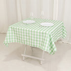 Polyester 54"x54" Table Overlay Square Tablecloth White/Sage Green - Checkered Buffalo Plaid Design for Casual Table Settings - Bell Racket Store