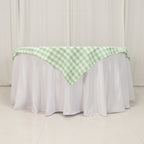 Polyester 54"x54" Table Overlay Square Tablecloth White/Sage Green - Checkered Buffalo Plaid Design for Casual Table Settings - Bell Racket Store