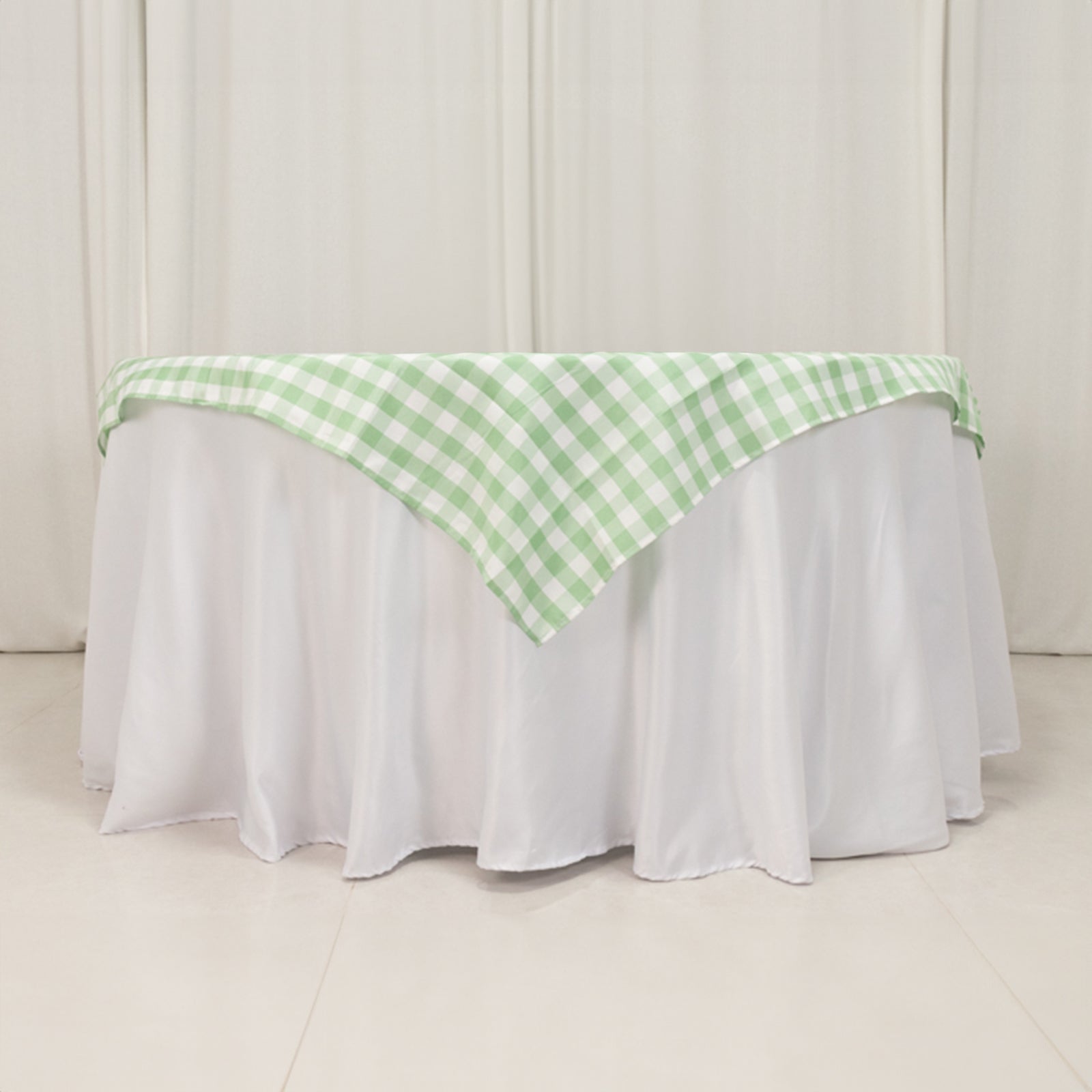 Polyester 54"x54" Table Overlay Square Tablecloth White/Sage Green - Checkered Buffalo Plaid Design for Casual Table Settings - Bell Racket Store