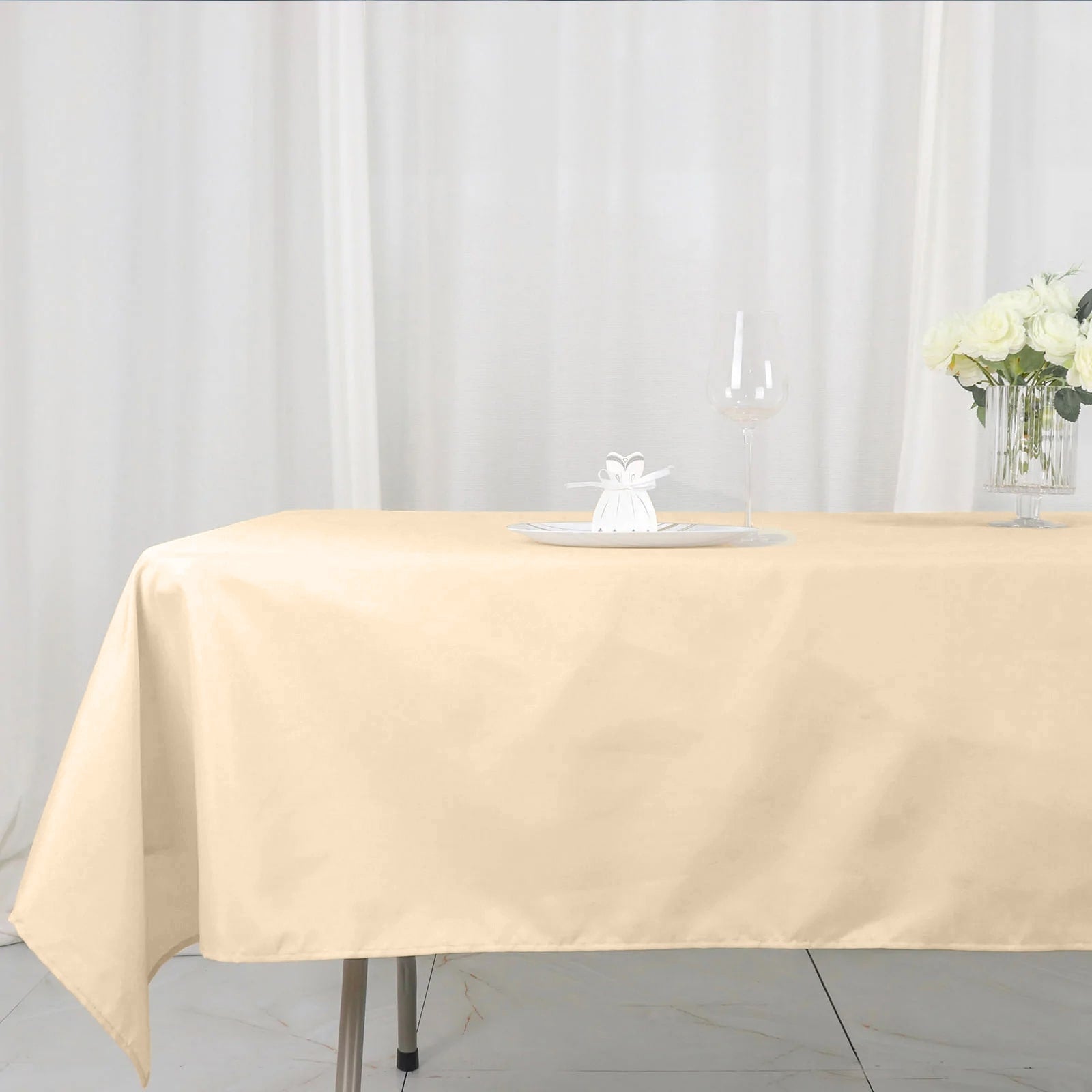 Polyester 54"x96" Rectangle Tablecloth Beige - Wrinkle - Resistant & Easy - to - Care Table Cover - Bell Racket Store