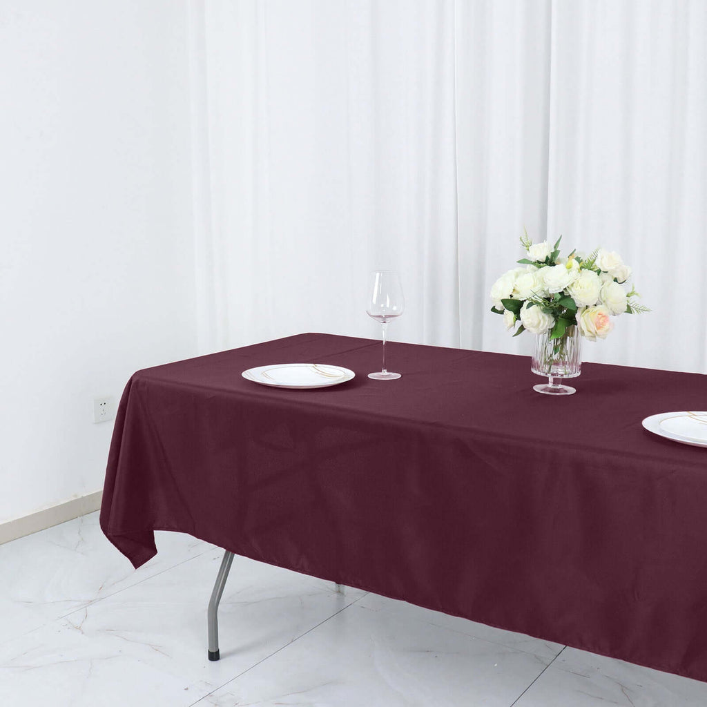 Polyester 54"x96" Rectangle Tablecloth Burgundy - Wrinkle - Resistant & Easy - to - Care Table Cover - Bell Racket Store