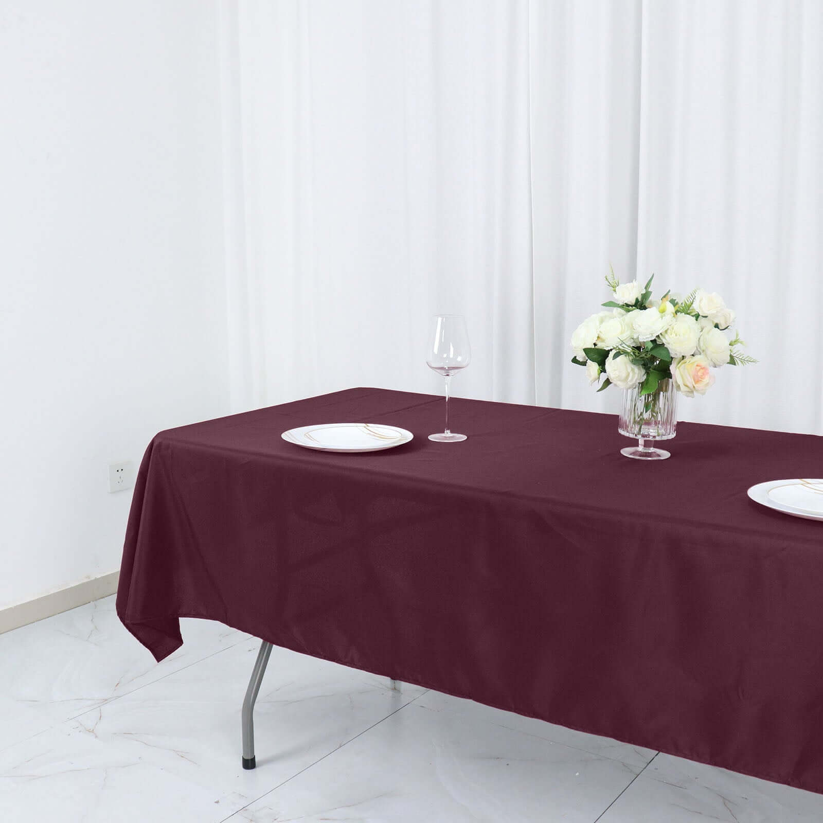 Polyester 54"x96" Rectangle Tablecloth Burgundy - Wrinkle - Resistant & Easy - to - Care Table Cover - Bell Racket Store