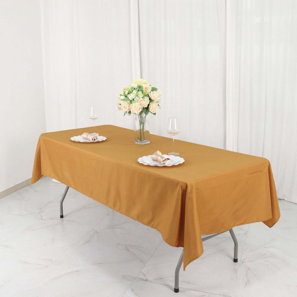 Polyester 54"x96" Rectangle Tablecloth Gold - Wrinkle - Resistant & Easy - to - Care Table Cover for Weddings & Events - Bell Racket Store