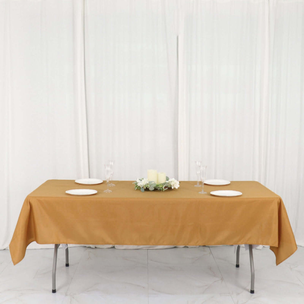 Polyester 54"x96" Rectangle Tablecloth Gold - Wrinkle - Resistant & Easy - to - Care Table Cover for Weddings & Events - Bell Racket Store