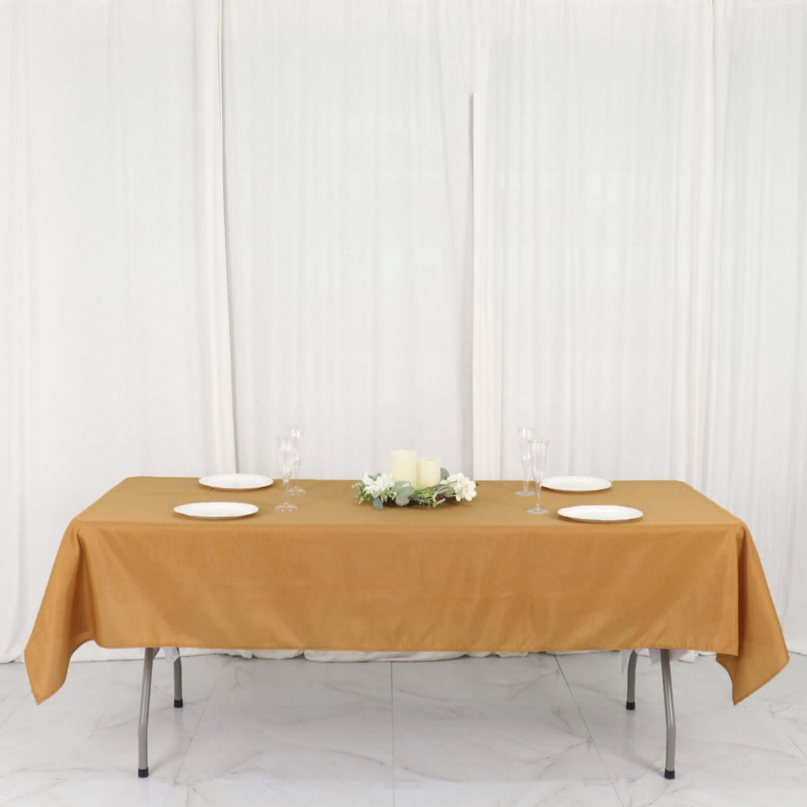 Polyester 54"x96" Rectangle Tablecloth Gold - Wrinkle - Resistant & Easy - to - Care Table Cover for Weddings & Events - Bell Racket Store