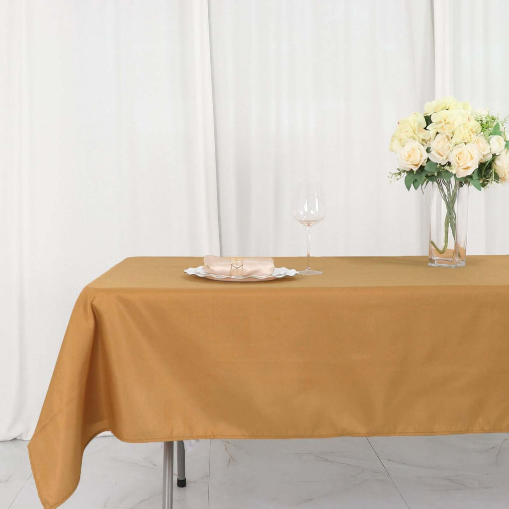 Polyester 54"x96" Rectangle Tablecloth Gold - Wrinkle - Resistant & Easy - to - Care Table Cover for Weddings & Events - Bell Racket Store