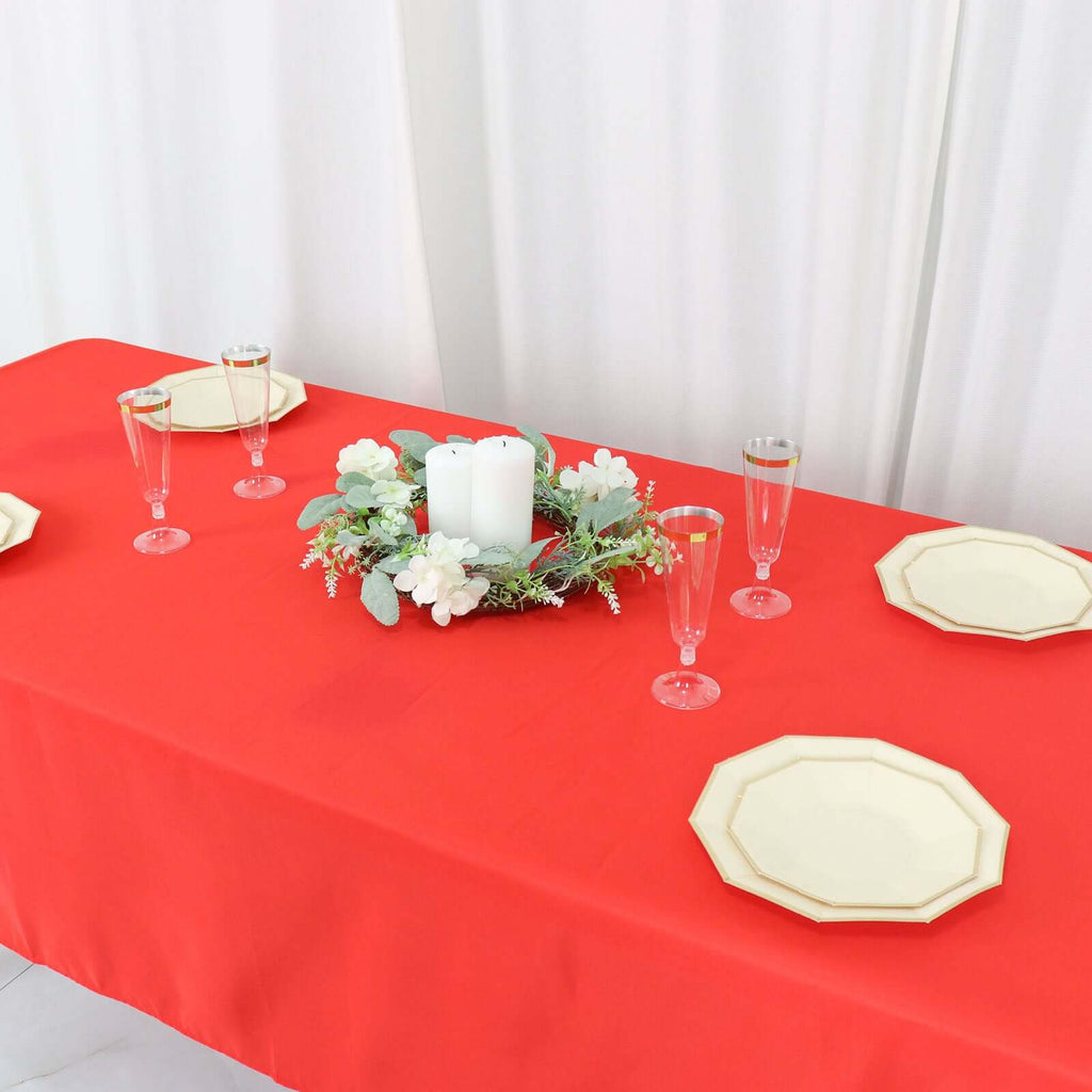 Polyester 54"x96" Rectangle Tablecloth Red - Wrinkle - Resistant & Easy - to - Care Table Cover - Bell Racket Store