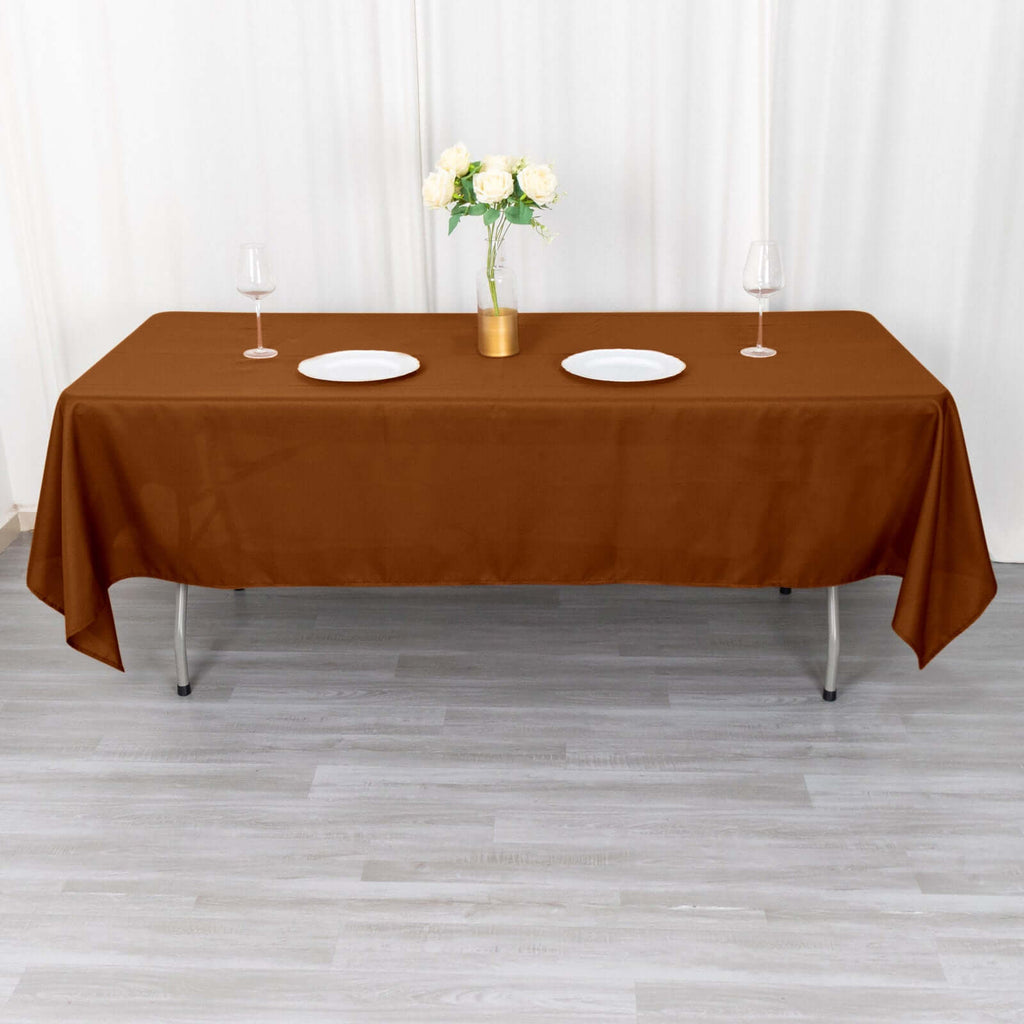 Polyester 60"x102" Rectangle Tablecloth Cinnamon Brown - Durable and Stylish Table Cover - Bell Racket Store