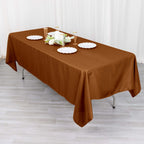 Polyester 60"x102" Rectangle Tablecloth Cinnamon Brown - Durable and Stylish Table Cover - Bell Racket Store