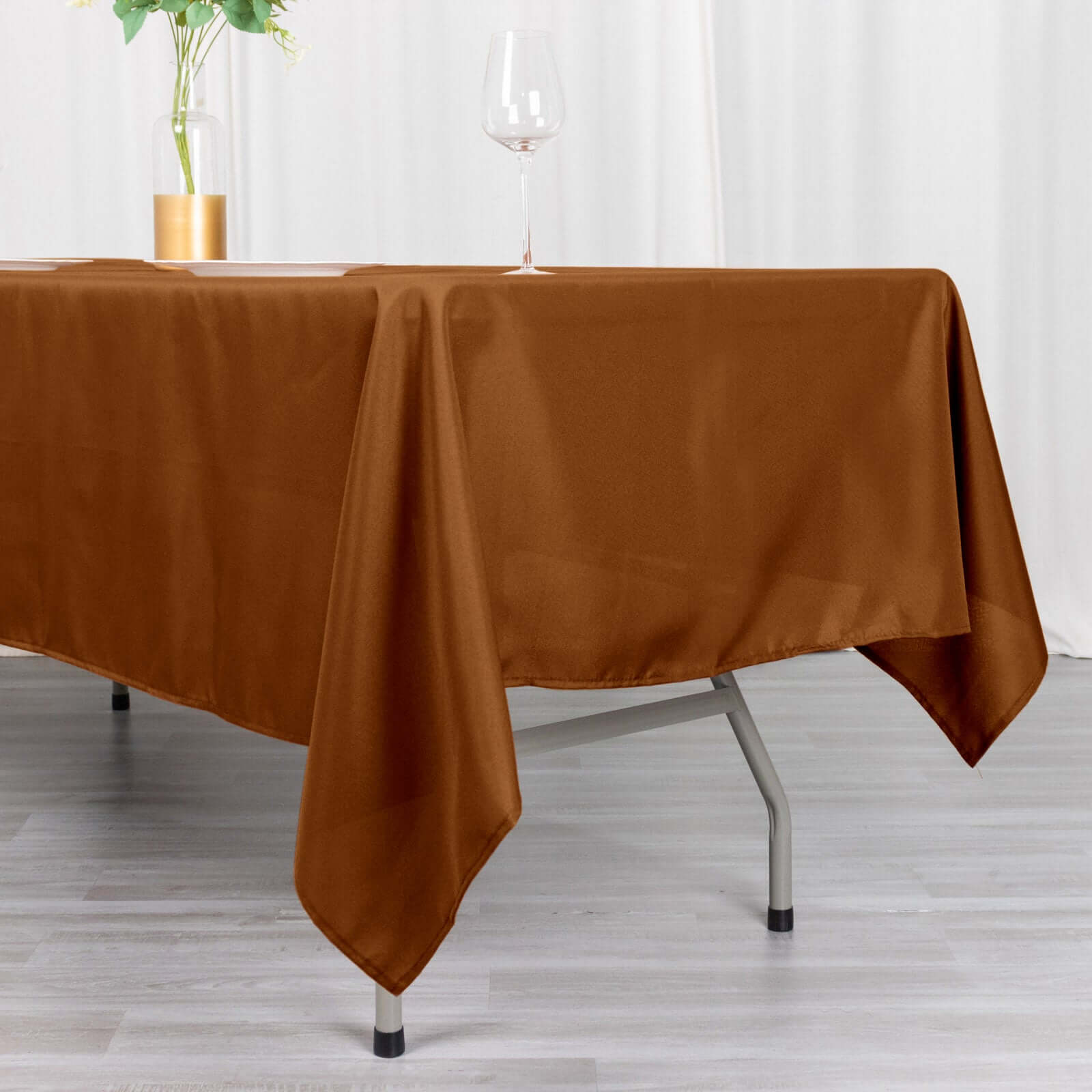 Polyester 60"x102" Rectangle Tablecloth Cinnamon Brown - Durable and Stylish Table Cover - Bell Racket Store