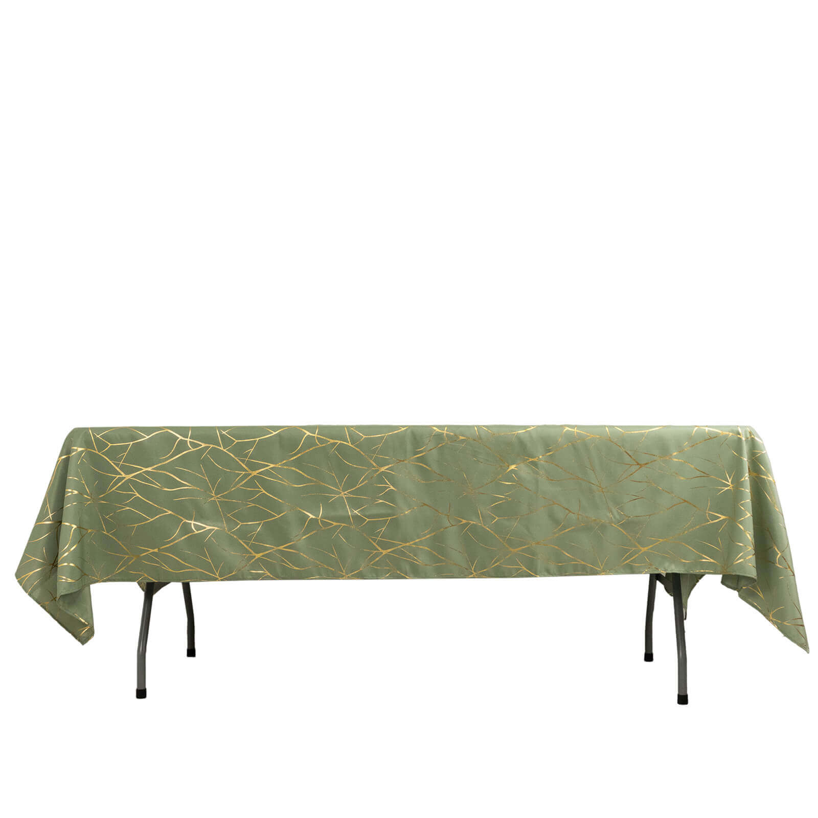Polyester 60"x102" Rectangle Tablecloth Dusty Sage Green with Gold Foil Tree Branch Pattern - Wrinkle - Resistant & Durable Table Cover - Bell Racket Store