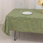 Polyester 60"x102" Rectangle Tablecloth Dusty Sage Green with Gold Foil Tree Branch Pattern - Wrinkle - Resistant & Durable Table Cover - Bell Racket Store