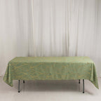 Polyester 60"x102" Rectangle Tablecloth Dusty Sage Green with Gold Foil Tree Branch Pattern - Wrinkle - Resistant & Durable Table Cover - Bell Racket Store