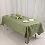 Polyester 60"x102" Rectangle Tablecloth Dusty Sage Green with Gold Foil Tree Branch Pattern - Wrinkle - Resistant & Durable Table Cover - Bell Racket Store