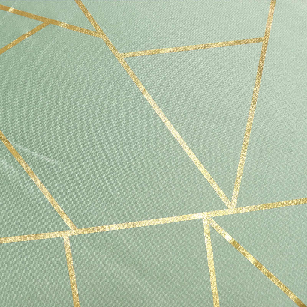 Polyester 60"x102" Rectangle Tablecloth Sage Green with Gold Foil Geometric Pattern - Wrinkle - Resistant & Durable Table Cover - Bell Racket Store