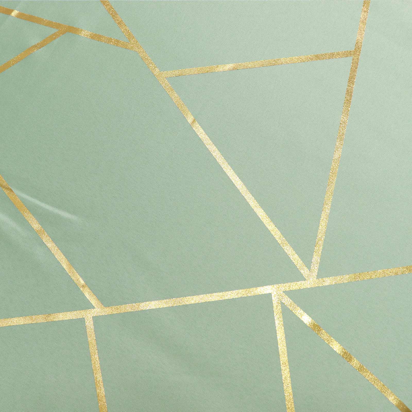 Polyester 60"x102" Rectangle Tablecloth Sage Green with Gold Foil Geometric Pattern - Wrinkle - Resistant & Durable Table Cover - Bell Racket Store