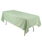 Polyester 60"x102" Rectangle Tablecloth Sage Green with Gold Foil Geometric Pattern - Wrinkle - Resistant & Durable Table Cover - Bell Racket Store