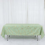 Polyester 60"x102" Rectangle Tablecloth Sage Green with Gold Foil Geometric Pattern - Wrinkle - Resistant & Durable Table Cover - Bell Racket Store