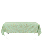 Polyester 60"x102" Rectangle Tablecloth Sage Green with Gold Foil Geometric Pattern - Wrinkle - Resistant & Durable Table Cover - Bell Racket Store