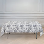 Polyester 60"x102" Rectangle Tablecloth White - Black French Toile Pattern for Elegant Gatherings - Bell Racket Store