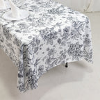 Polyester 60"x102" Rectangle Tablecloth White - Black French Toile Pattern for Elegant Gatherings - Bell Racket Store