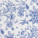 Polyester 60"x102" Rectangle Tablecloth White - Blue French Toile Pattern for Elegant Gatherings - Bell Racket Store