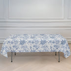 Polyester 60"x102" Rectangle Tablecloth White - Blue French Toile Pattern for Elegant Gatherings - Bell Racket Store
