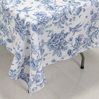 Polyester 60"x102" Rectangle Tablecloth White - Blue French Toile Pattern for Elegant Gatherings - Bell Racket Store
