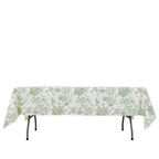 Polyester 60"x102" Rectangle Tablecloth White - Dusty Sage Green French Toile Pattern for Elegant Gatherings - Bell Racket Store