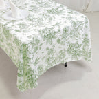 Polyester 60"x102" Rectangle Tablecloth White - Dusty Sage Green French Toile Pattern for Elegant Gatherings - Bell Racket Store