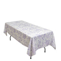 Polyester 60"x102" Rectangle Tablecloth White - Lavender Lilac French Toile Pattern for Elegant Gatherings - Bell Racket Store
