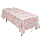 Polyester 60"x102" Rectangle Tablecloth White - Pink French Toile Pattern for Modern Occasions - Bell Racket Store