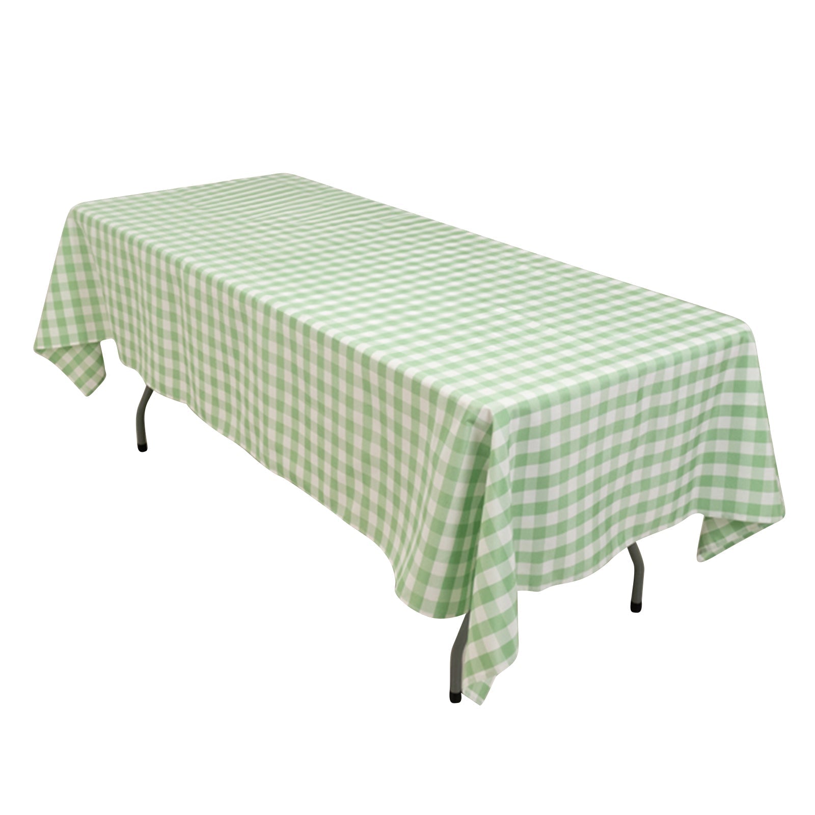 Polyester 60"x102" Rectangle Tablecloth White/Sage Green - Checkered Buffalo Plaid Table Cover - Bell Racket Store