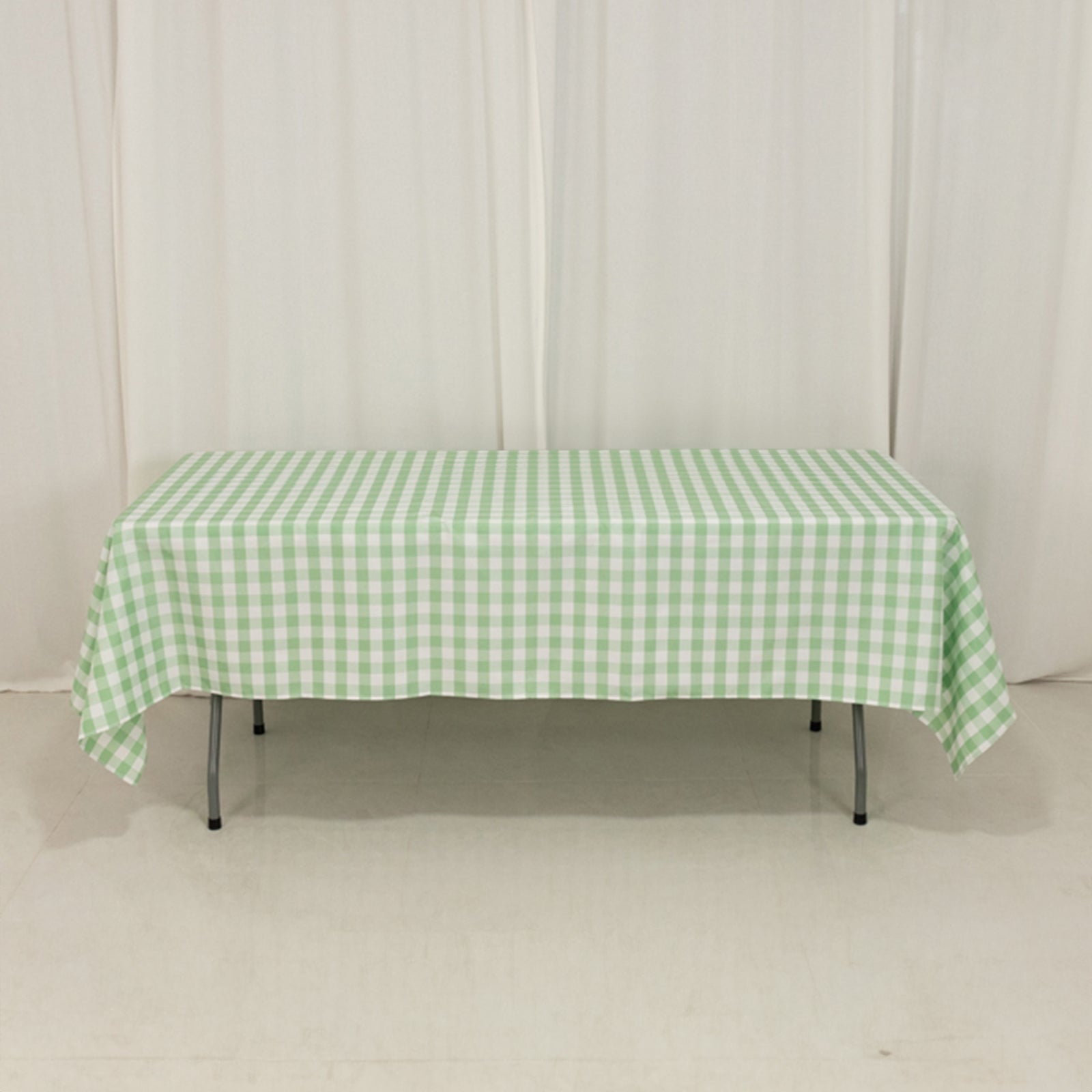 Polyester 60"x102" Rectangle Tablecloth White/Sage Green - Checkered Buffalo Plaid Table Cover - Bell Racket Store