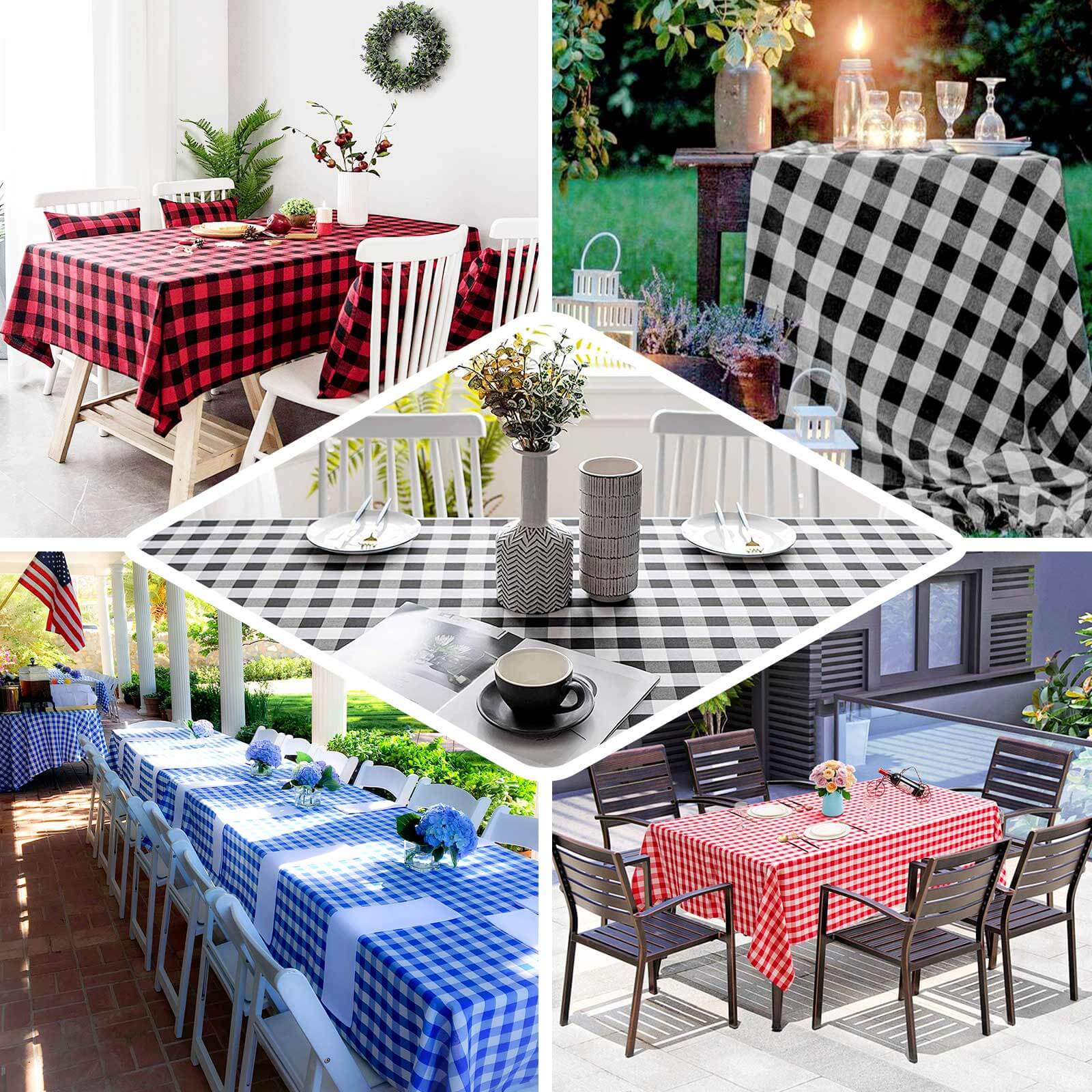 Polyester 60"x102" Rectangle Tablecloth White/Sage Green - Checkered Buffalo Plaid Table Cover - Bell Racket Store