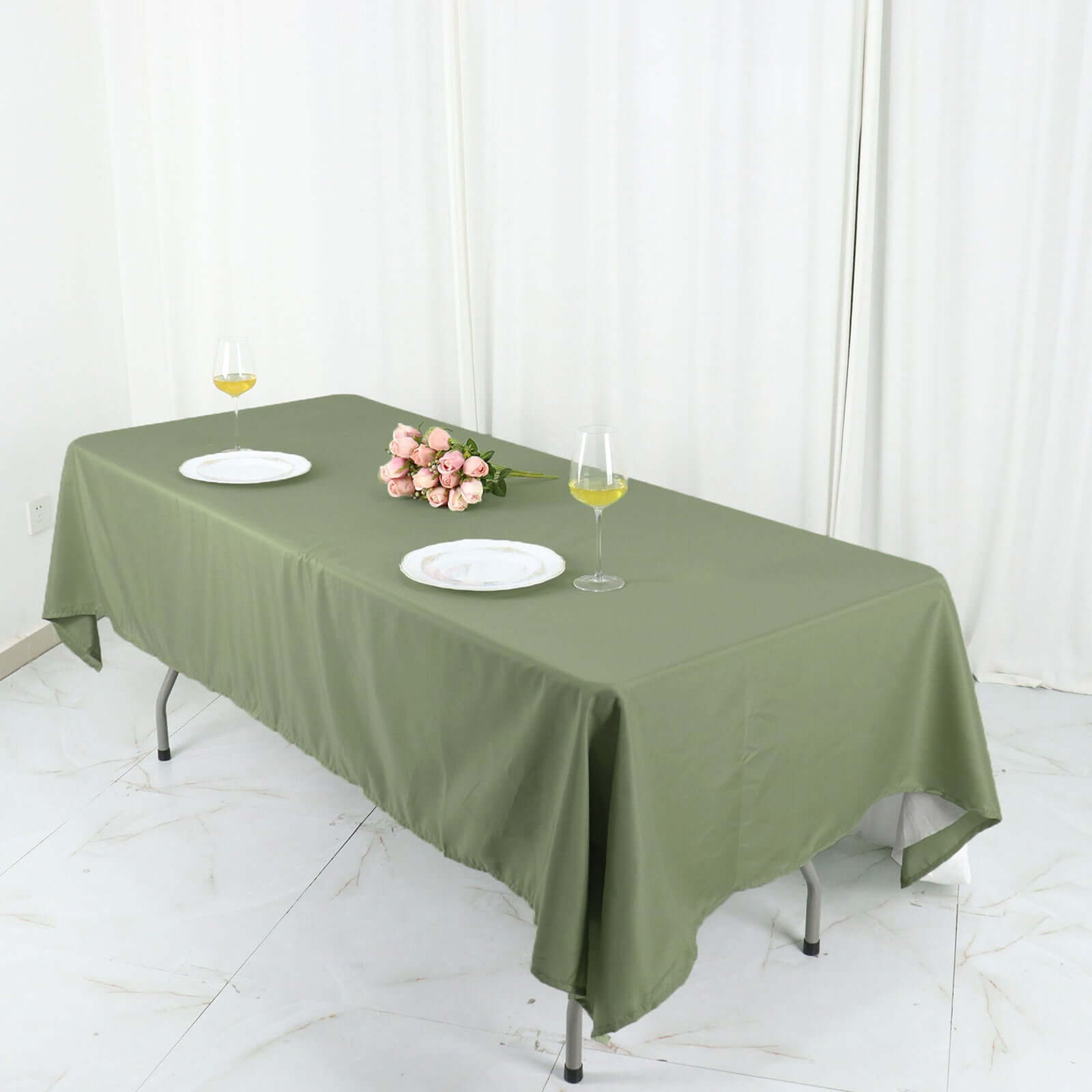 Polyester 60"x126" Rectangle Tablecloth Dusty Sage Green - Wrinkle - Resistant Table Cover - Bell Racket Store