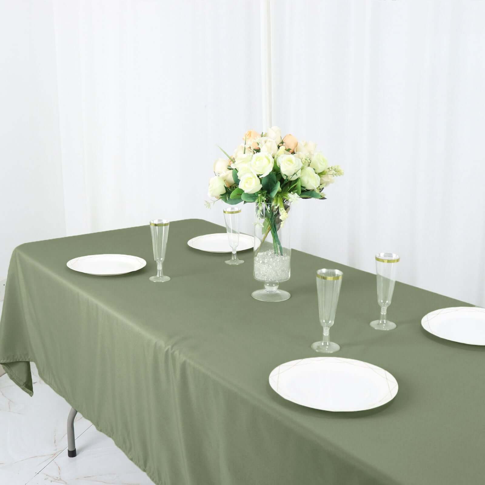 Polyester 60"x126" Rectangle Tablecloth Dusty Sage Green - Wrinkle - Resistant Table Cover - Bell Racket Store