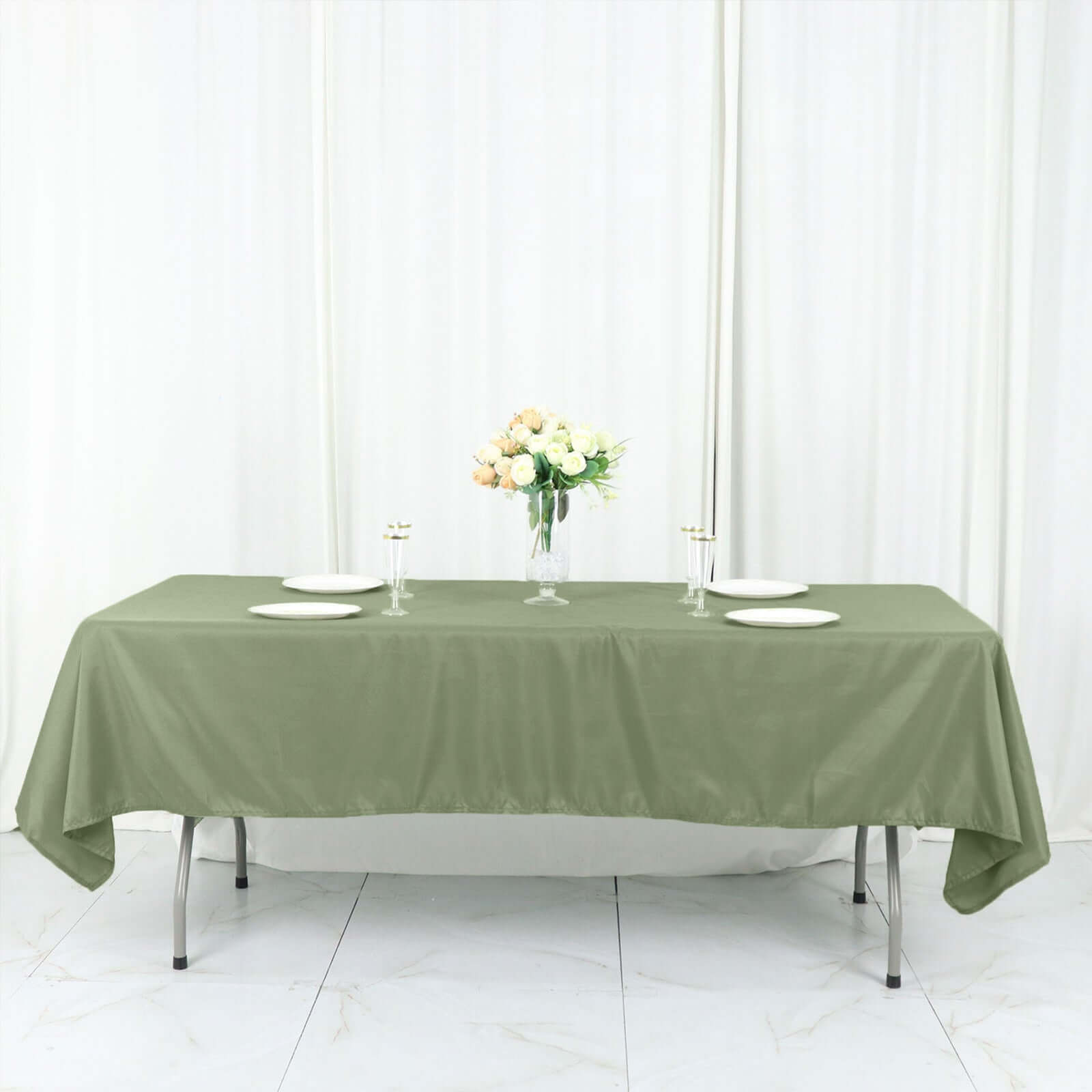 Polyester 60"x126" Rectangle Tablecloth Dusty Sage Green - Wrinkle - Resistant Table Cover - Bell Racket Store