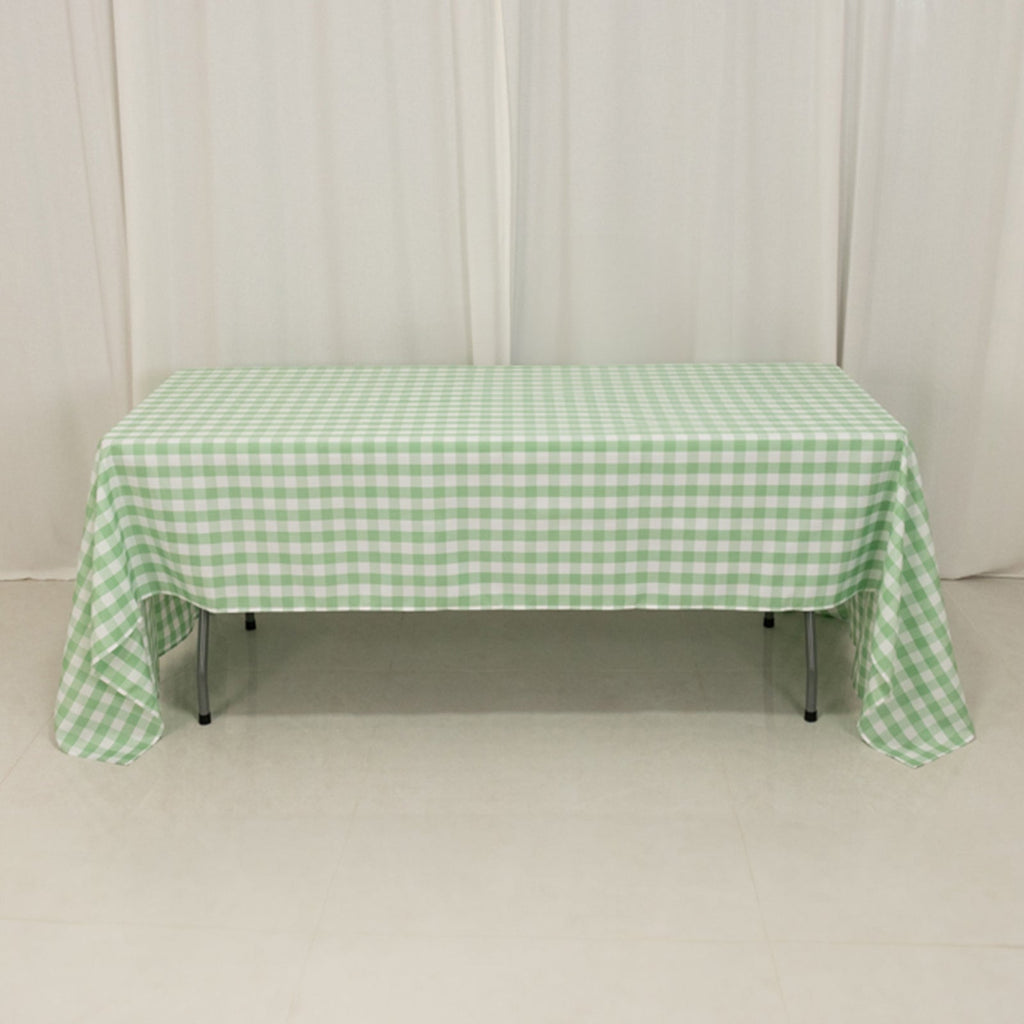 Polyester 60"x126" Rectangle Tablecloth White/Sage Green - Buffalo Plaid Checkered Table Cover - Bell Racket Store