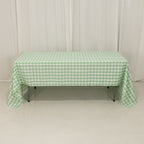 Polyester 60"x126" Rectangle Tablecloth White/Sage Green - Buffalo Plaid Checkered Table Cover - Bell Racket Store