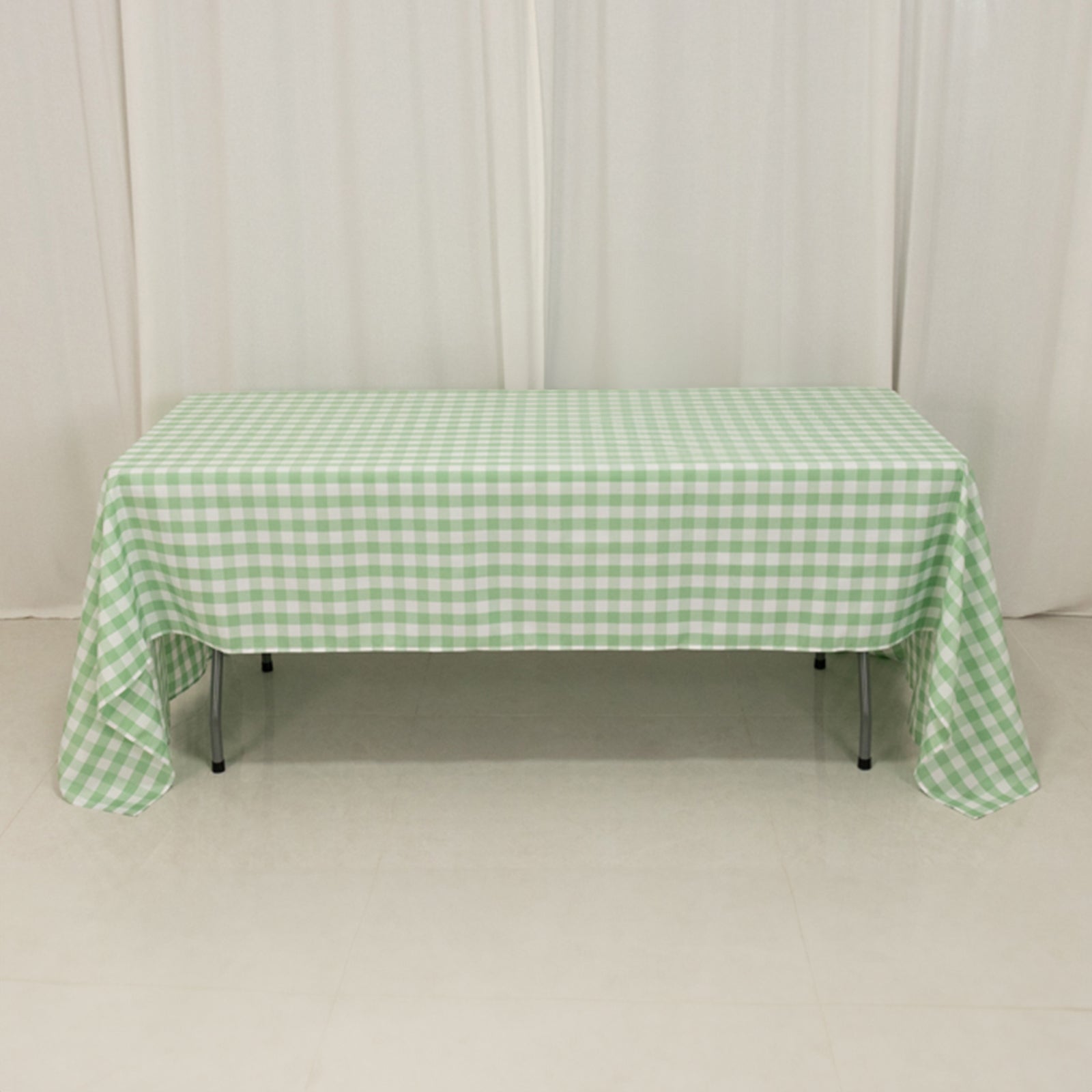 Polyester 60"x126" Rectangle Tablecloth White/Sage Green - Buffalo Plaid Checkered Table Cover - Bell Racket Store