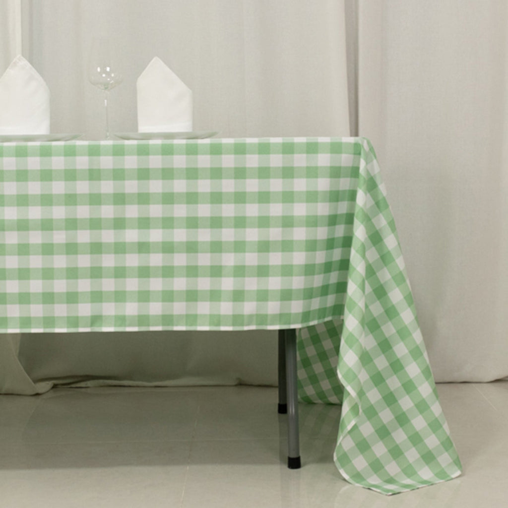 Polyester 60"x126" Rectangle Tablecloth White/Sage Green - Buffalo Plaid Checkered Table Cover - Bell Racket Store