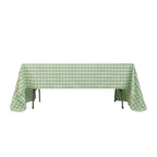 Polyester 60"x126" Rectangle Tablecloth White/Sage Green - Buffalo Plaid Checkered Table Cover - Bell Racket Store