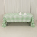 Polyester 60"x126" Rectangle Tablecloth White/Sage Green - Buffalo Plaid Checkered Table Cover - Bell Racket Store