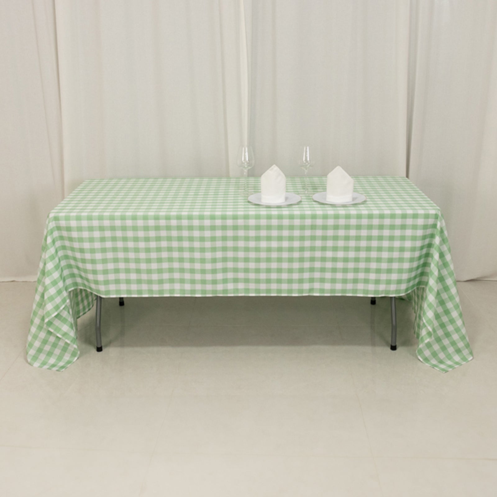 Polyester 60"x126" Rectangle Tablecloth White/Sage Green - Buffalo Plaid Checkered Table Cover - Bell Racket Store