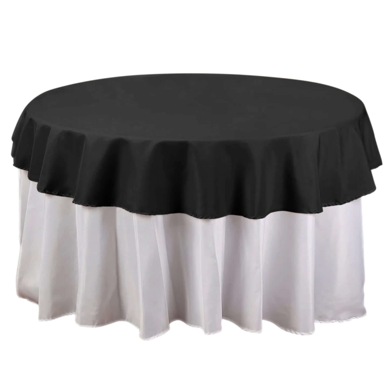 Polyester 70" Round Tablecloth Black - Durable & Wrinkle-Resistant Table Cover