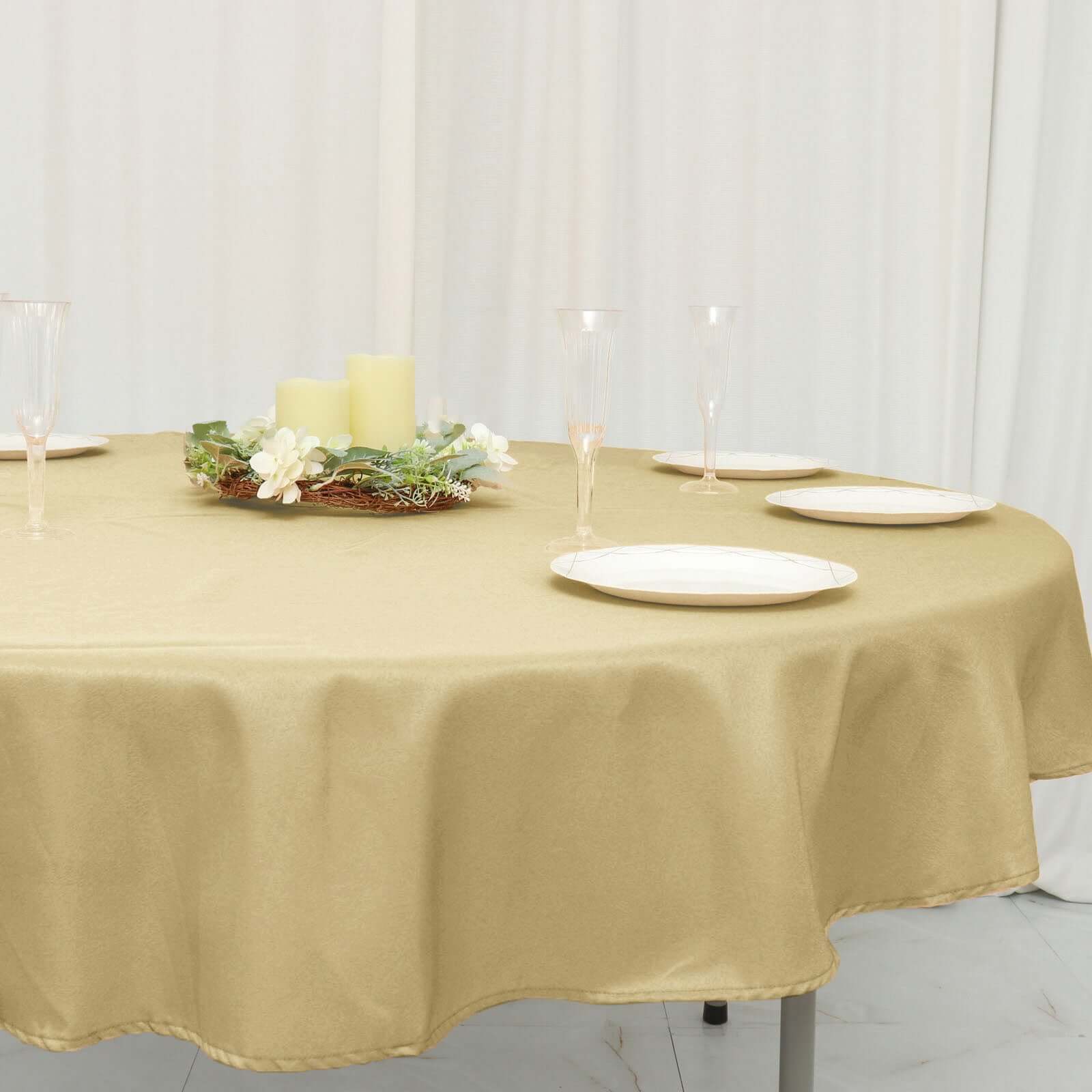 Polyester 70" Round Tablecloth Champagne - Durable & Wrinkle - Resistant Table Cover - Bell Racket Store
